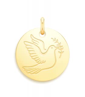 Médaille Colombe de la Paix en Or jaune 375/00 pour baptême