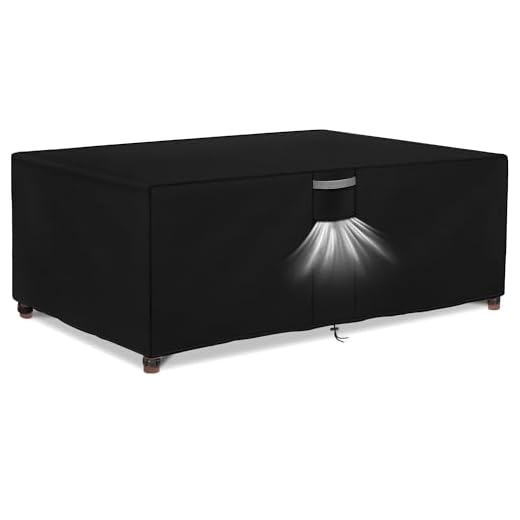 Dokon Copertura per Mobili da Giardino Impermeabile, Tessuto Oxford 420D, Antivento, Anti-UV Copertura Tavolo Esterno Impermeabile con Prese d'Aria, Rettangolare (150x90x74cm) - Nero