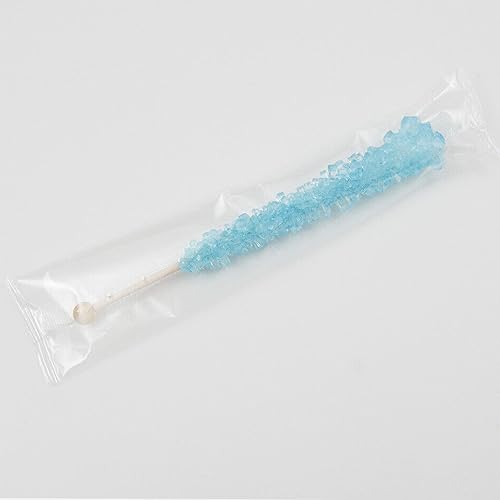 Light Blue Cotton Candy Sugar Crystal Rock on a Stick 12 x Lollies - Individually Wrapped - Candy Buffet Favours Cake Decorating - Drink/Cocktail Swizzle Stick Stirrers