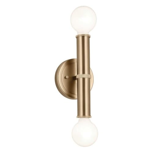 Image of Kichler Torche 2-Light Wall Sconce, Modern Light in Champagne Bronze, Damp Rated, Mount Horizontally or Vertically, for Entryway, Fireplace, Bed, Vanity, Hallway (9.75 inch x 5 inch), 55159CPZ