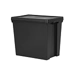 JMS we create smile - 92L Plastic Black Bam With Lid | Heavy Duty Recycled Storage Box Stackable and Nestable Storage Containers- Made In Uk