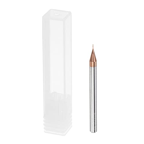 Image of uxcell Square Nose End Mill, 0.4mm Solid Carbide AlTiSin Coated Long Reach CNC Router Bits 2 Flutes Milling Cutter with Extended Neck, 2mm Cutting Length 4mm Shank