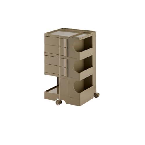 【Pakabi】レプリカ 回転式手押し車式キャスター、モダン オフィス 美容室 収納 サイト収納 おしゃれ デザイン (抹茶グリーン,43*41*74CM) (43*41*74CM,カーキ)