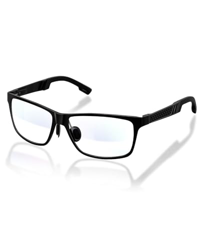 FIMOSON Blue Light Blocking Glasses Men Computer Gaming Glasses Lightweight Al-Mg Metal Anti Eyestrain UV400 Clear Lens Eye Protection