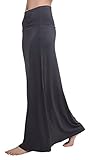 Urban CoCo Women's Stylish Spandex Comfy Fold-Over Flare Long Maxi Skirt (M, Dark Shadow)