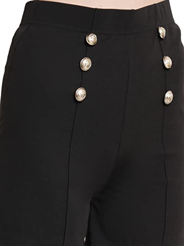Image of POPWINGS Casual Solid Mid-Rise Button Shorts for Women || Shorts for Women Stylish || Pull-On Women Shorts || Summer Wear Shorts for Women