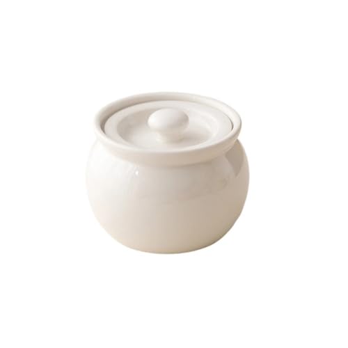 Fiyyuga 蒸し碗 2パック セラミック製の卵蒸し用ボウル し ふた付き スプーン付き ボウル 食器 キッチン スープ碗 電子レンジ対応 食事用 大容量 うつわ 器 お皿 陶器 旅館 和食器 飲食店 おしゃれ 業務用 調理用品 (ホワイト,9*11*1