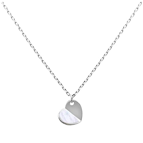 Collier coeur en nacre fendue argent sterling 18 pouces femme