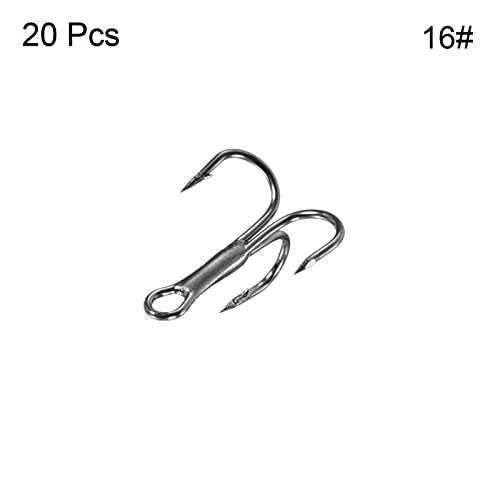 PATIKIL 10# Treble Fish Hooks, 20 Pack 0.55" L Carbon Steel Sharp Round Bend Hook Triple Barbed Hook for Freshwater Saltwater Black - Image 3