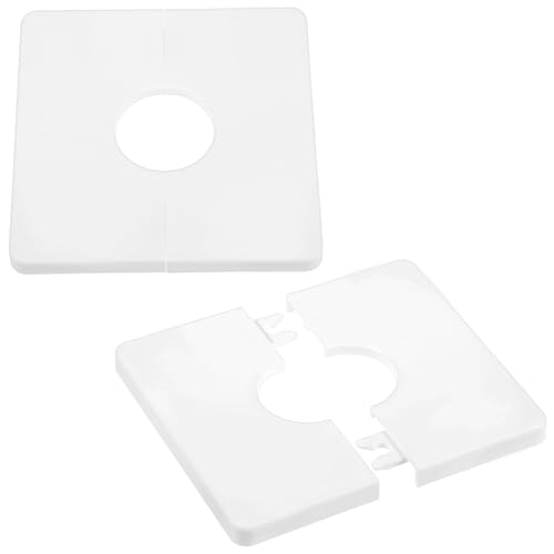 Ymapinc 2-Pack Plumbing Cover Plates, 1.1-Inch Diameter Hole, ABS Escutcheon for Around Pipes, Wall-Mounted Water, Toilet Flange Cover, White