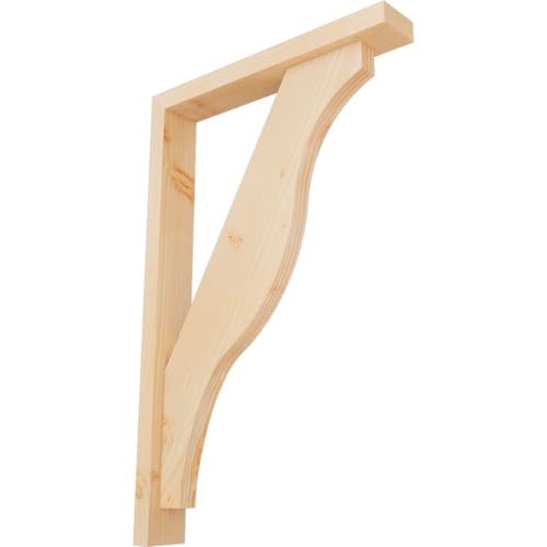 3 1/2"W x 22"D x 34"H Funston Block Smooth Bracket w/Offset Brace, Douglas Fir