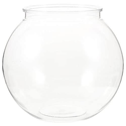 GANAZONO Small Plastic Fish Bowl 11.8 Inch Clear Round Aquarium Goldfish Tank Desktop Decoration for Home Office