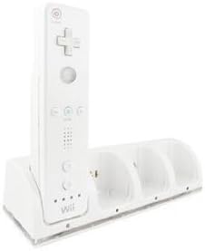 (W) Nintendo Wii Quad Remote Station Dock Stand Charging Dock with 4 FREE Rechargeable Batteries (for use with or without Wii Motion Plus) - iZKA One Stop Shop For All Your Accessory Needs