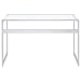 Coaster Home Furnishings – Hartford – Metal & Glass – 47-Inch Rectangular Glass Top Writing Desk with Contemporary Style and Plastic Glides – Home Office & Living Room – Chrome - 800746