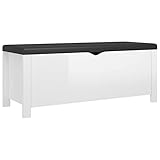 Festnjght Banco de Almacenaje con Tapa Baul Almacenaje Dormitorio Banco pie de Cama Baúl con Caja de Almacenamiento para Dormitorio Entrada 105x40x45 cm Blanco con Brillo