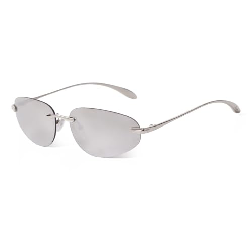 Lunettes de soleil ovales sans monture pour femmes et hommes