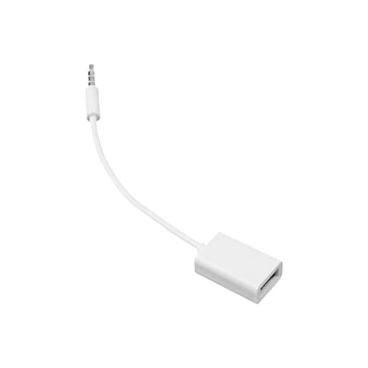 healthwen Bärbart fordonsljud höghastighets 3,5 mm bil MP3 hane AUX ljudkontaktuttag till USB 2.0 kvinnlig omvandlare anslutningskabel vit