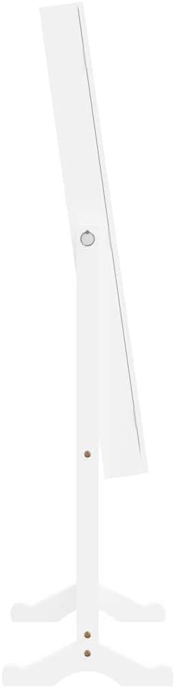 vidaXL Free-standing Mirror Jewellery Cabinet with LED Lights - White Engineered Wood - Adjustable Full-length Mirror - Lockable Storage Space for Perfumes and Jewellery