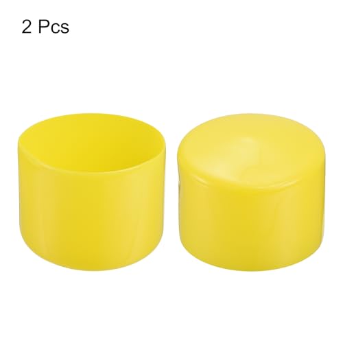 Image of uxcell 2pcs Rubber End Caps 75mm ID Vinyl Round Tube Bolt Cap Cover Screw Thread Protectors Yellow, 50mm Height