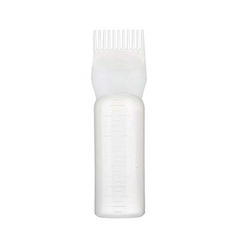 Root Comb Applicator Bottle, 6 Ounce Applicator Bottle with graduated scale, for Hair Coloring, Hair Dye Bottle and Applicator Brush(white)