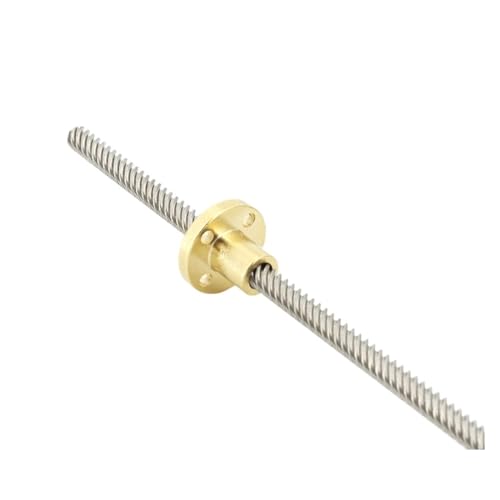 Metal Ball Screw nut T5 Diameter 5mm Length 150mm Lead 1mm 2mm 4mm Trapezoidal 1pcs with Brass Nut(Lead 2mm)
