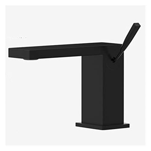 Mélangeur lavabo évier noir en laiton avec grue eau chaude froide