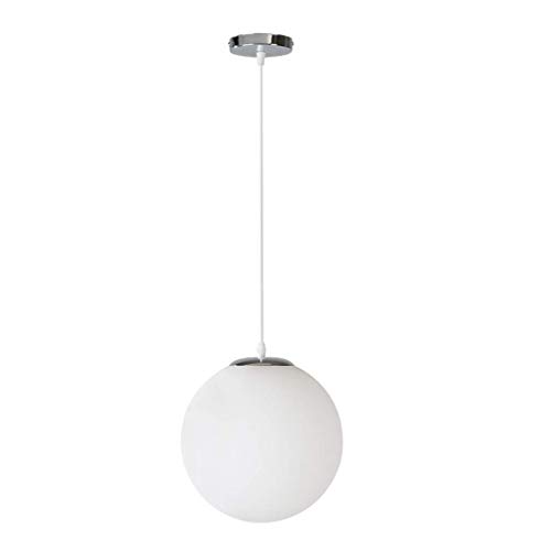 Suspension luminaire boule de verre blanc 50cm style lustre créatif moderne