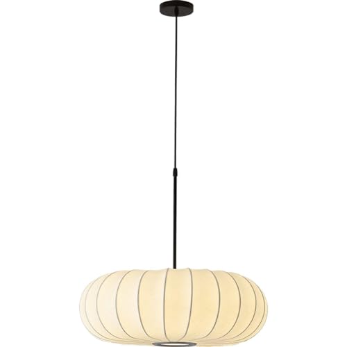 KAHXI Silkworm Single Head Pendant Light Modern Cloth Hanging Ceiling Lighting Dining Room Showroom Hollow Hanging Lamp Single Head Lantern Flat Shape Italian White Cafe House Chandelier(40cm/15.7in)