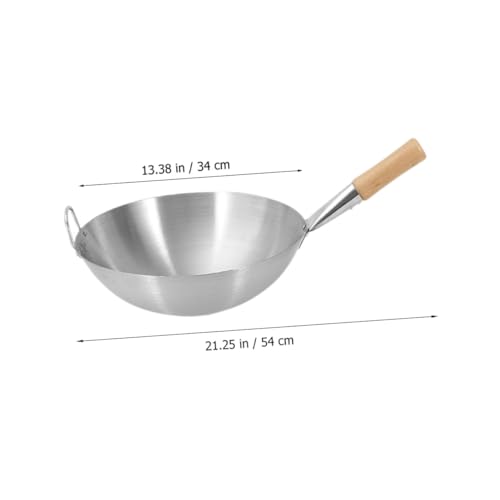 Wok de acero inoxidable con mango de madera resistente al calor miniatura 6