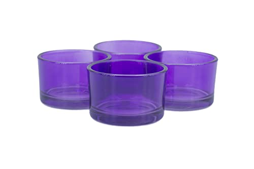 Creativery Lot de 4 petits photophores en verre - 51 x 33 mm - Violet foncé
