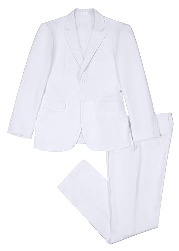 Amyox Terno masculino slim fit de 2 peças, conjunto de calça de jaqueta de terno sólido de dois botõ