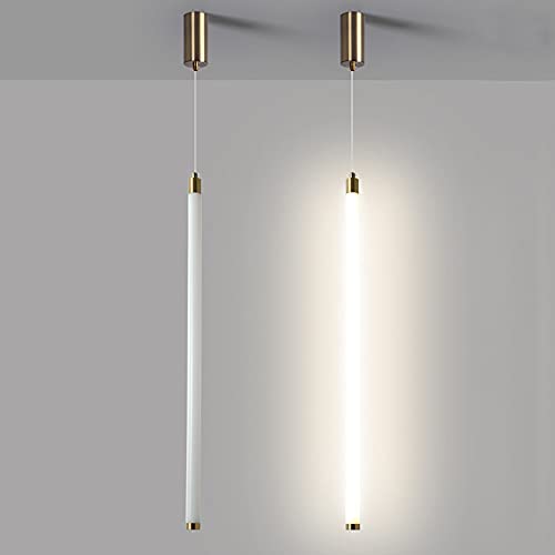 Lámpara de suspensión cilíndrica de aluminio negro con luz led fría de 6000K y longitud de 80 cm 4