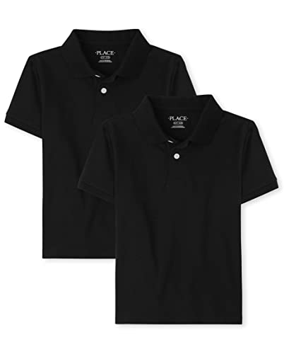 The Children's Place Boys Short Sleeve Pique Polo,Black 2 Pack,S (5/6)
