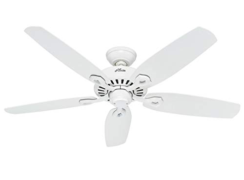 HUNTER FAN Ventilateur de Plafond Builder Elite 132 cm pour Intérieur, avec Chaînette, Blanc Neige, 5 Pales Réversibles en Blanc Neige, pour Été et Hiver, Modèle 50565