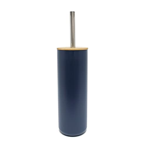 Douceur d'Intérieur 1801414 Brosse WC, Polyester+Bambou, Bleu, (0) 9,1 x 37,2 CM