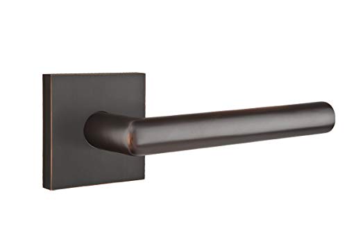 Emtek Square Rosette Privacy Set With Matching Finish Stuttgart Lever - Choice Of Left/Right Handing And 7 Finishes - 5210Stulhus10B - Left Handed (Lh) - Oil Rubbed Bronze (Us10B) #TOP14