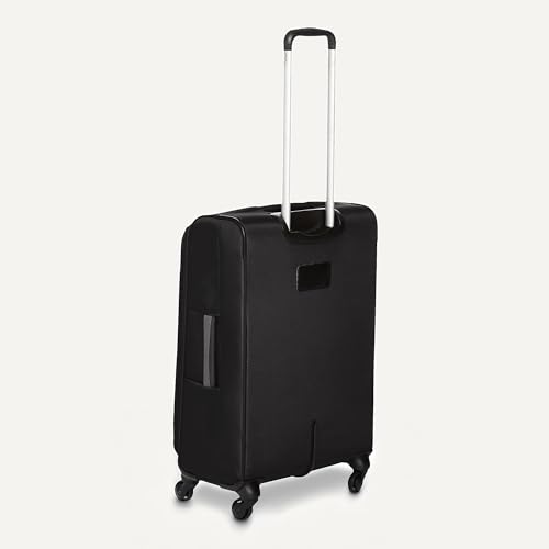 Image of Amazon Basics 3-Piece Set (21 inch, 23 inch, 28 inch), Softside Suitcases With Wheels, With Four 360-Degree Multi-directional Spinner Wheels, Expandable Space, Zippered Pocket and Straps, Telescopic Handle, Black