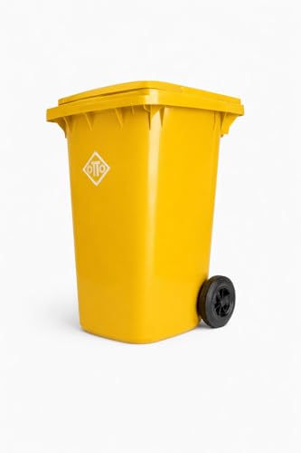 Image of OTTO Plastic Manual-Lift Garbage Waste Dustbin with Wheels 240 Ltr Yellow