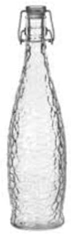 Decorative Glass Oil Bottle with Textured Diamond Pattern, Clear Vintage Style Storage Container for Kitchen, Dining Room, with Free Pouring Spout, 34 ounce