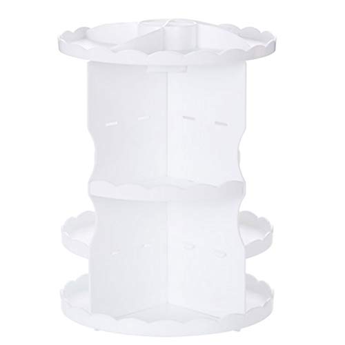 Preisvergleich Produktbild NYDZ Plastikverfassungsorganisator, 360 Grad drehbaren justierbaren Schmuck und kosmetischen Ausstellungsstand, 4 justierbare Niveaus bilden Aufbewahrungsbehälter (Color : White)