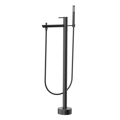 Grifo Monomando Ducha con 2 Salidas Negro Grifo de Pie para Bañera Exenta Fria y Caliente Ducha Baño