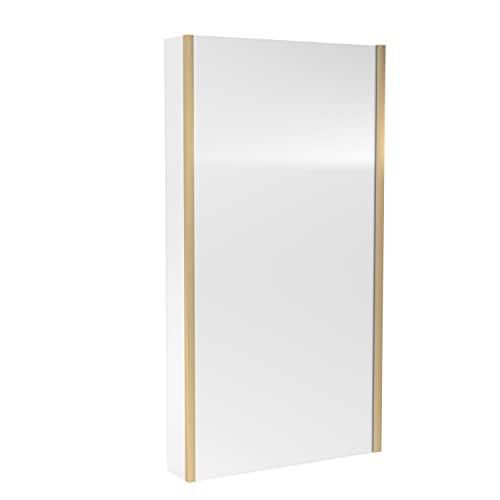 nuie NSBS28 Pacific Modern Bathroom L Shape Square Shower Bath 6mm Toughened Safety Glass Screen with Fixed Return, 1435mm x 805mm, Brushed Brass