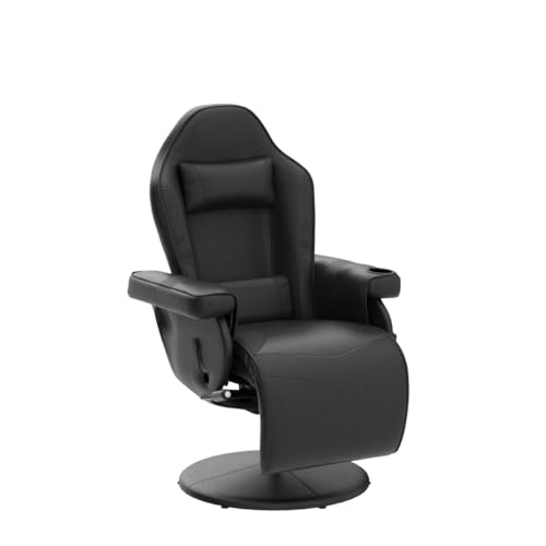 LVUYOYO Reclining Gaming Chair, Gaming Chair with Footrest and Massage, High Back PU Leather Gaming Recliner w/Adjustable Height, Swivel Game Chair with Lumbar Support, Cup Holder, Headrest - Image 3