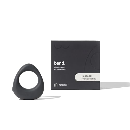 Maude Band - 5-Speed Vibrating Penis Ring - Latex-Free Ring Vibrator with Water-Resistant 100% Platinum-Grade Silicone - Includes USB Charger + Travel Case - Sexual Wellness Couples Gifts (Charcoal)