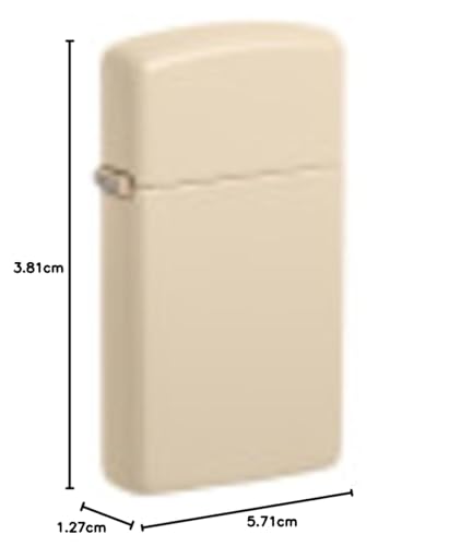 Image of Zippo Windproof Lighter - Slim Flat Sand, Base Model - Refillable - Reusable - Windproof Design - Gift Box - Made in USA