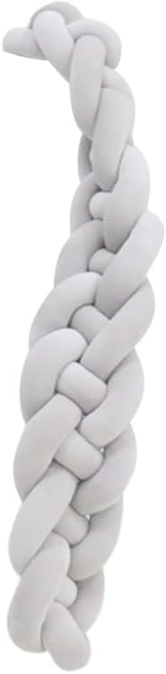 Long Shape Braided Pillows Knot Comfort Handmade,Four Strand Cross Pillows 79inch Long for Versatile Friendly to Skin (light grey)