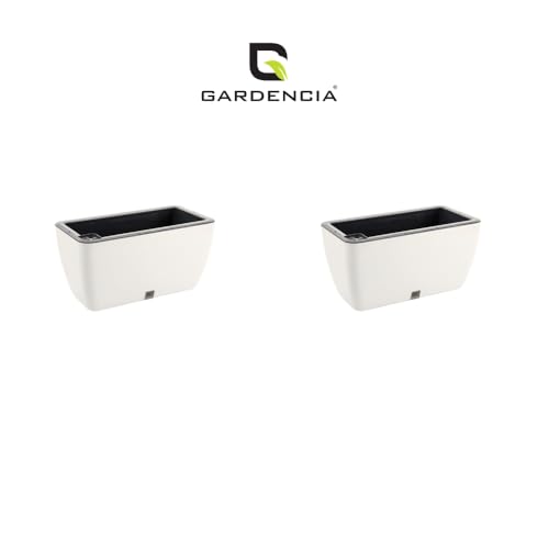 Image of GARDENCIA Self Watering Flower Pots for Outdoor Indoor Gardening /Rectangle Big Plant Pot with Polypropylene UV Material /Decorative Modern Gamla (Pack of 2, Recta Big White)
