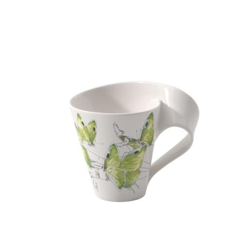 Villeroy & Boch NewWave Caffè Kaffeebecher Deep Green Hairstreak, 300 ml, Höhe: 11 cm, Premium Porzellan, Grün