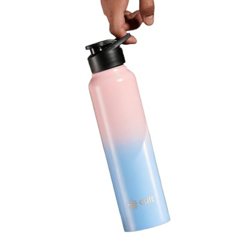 Image of CULT Stainless Steel Water Bottle 1 Litre with Sports Cap - Durable, Leakproof, Rust-Resistant, Easy to Clean, Lightweight & Portable - Ideal for Gym, Office, Travel & Outdoor Pink
