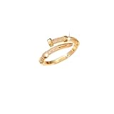 Anillos de circonia chapados en oro para mujeres, con forma de uña curvada, apilables, abiertos y ajustables, ideales como anillos de compromiso, bodas o aniversarios; joyería femenina perfecta como r